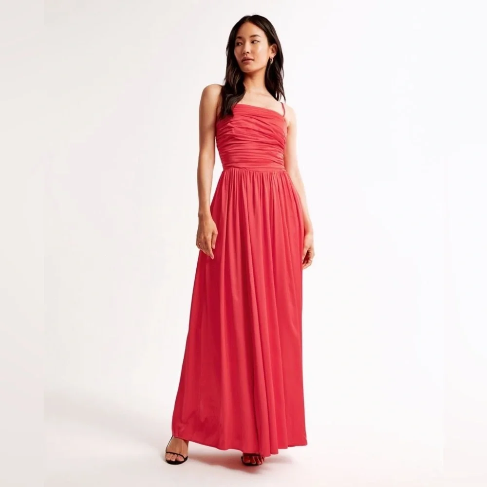 Abercrombie & Fitch The A&F Emerson Maxi Dress lace up XS NWT red